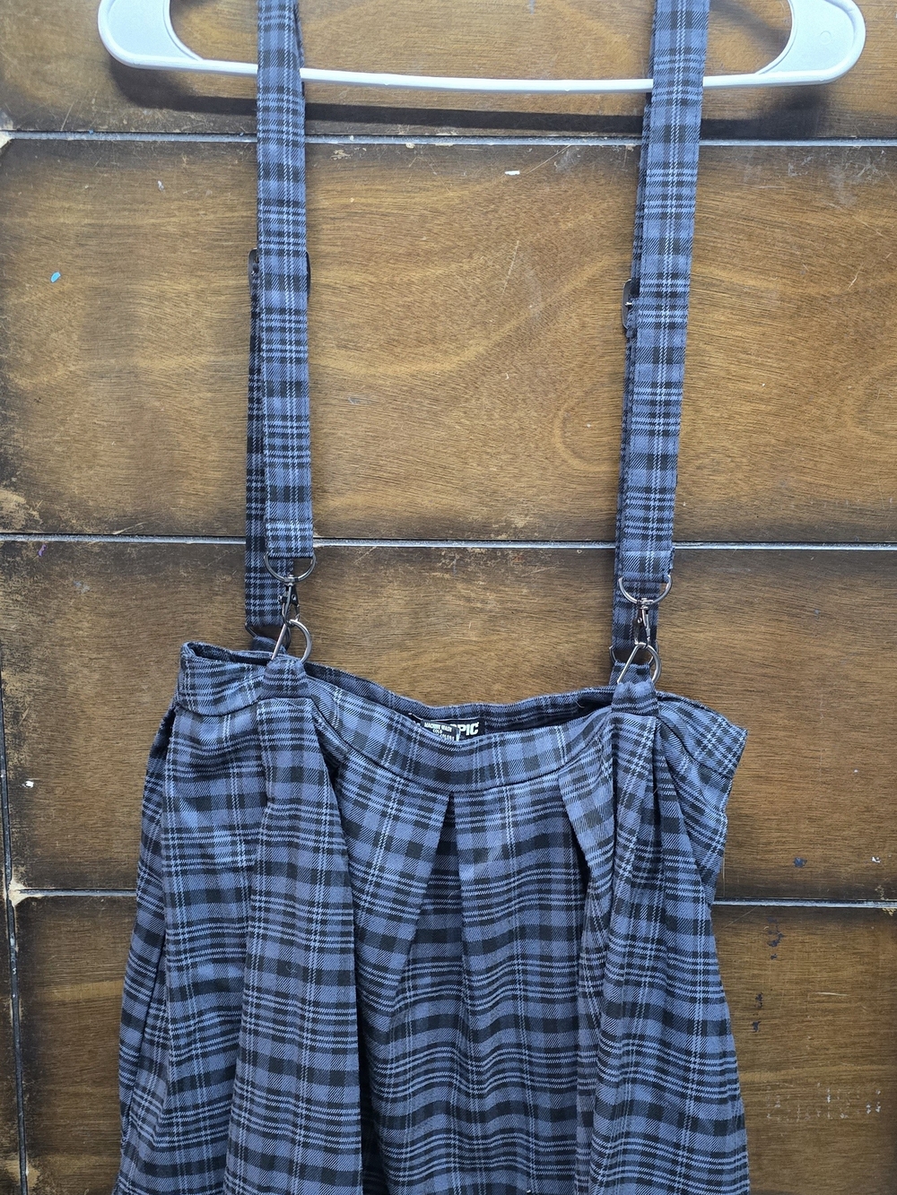 Hot Topic Gray Plaid Mini Dress with Adjustable Straps M Academia